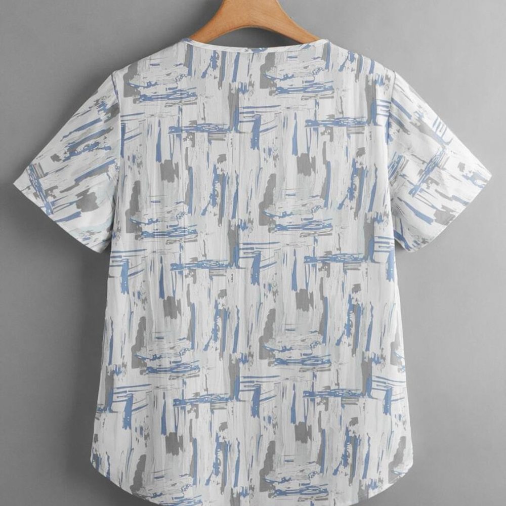 Allover Print Keyhole Neckline Blouse - Picture 2 of 4